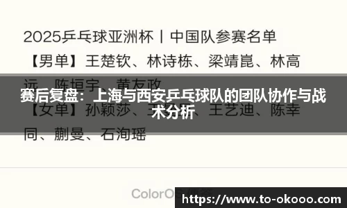 赛后复盘：上海与西安乒乓球队的团队协作与战术分析